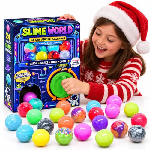 Kids Slime Advent Calendar 2026 - 24 Surprises for Christmas Countdown, Sensory & Stress Relief Toy