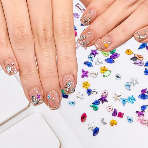 2000pcs Mini Colorful Rhinestones Nail Art Charms Flat Back Gems Set