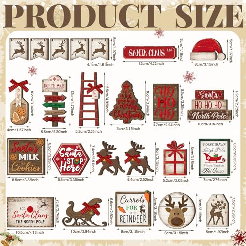 Christmas Tiered Tray Decor Set - Red Elk Themed, 23 Pieces
