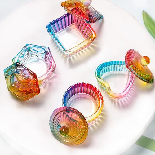 MOIBASE Heart-Shaped Glass Dappen Dish with Lid for Acrylic Liquid Powder