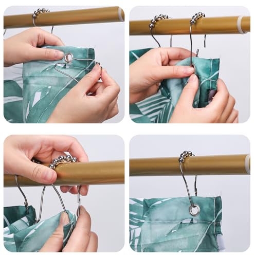 Rust-Proof Stainless Steel Shower Curtain Hooks - 12 Pcs, Polished Nickel