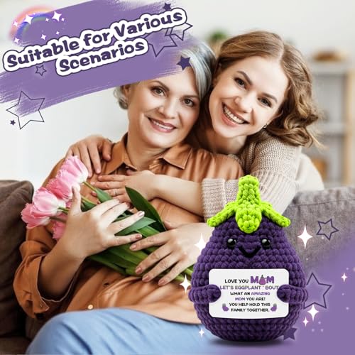 Handmade Crochet Eggplant Gift for Bonus Mom Birthday Christmas