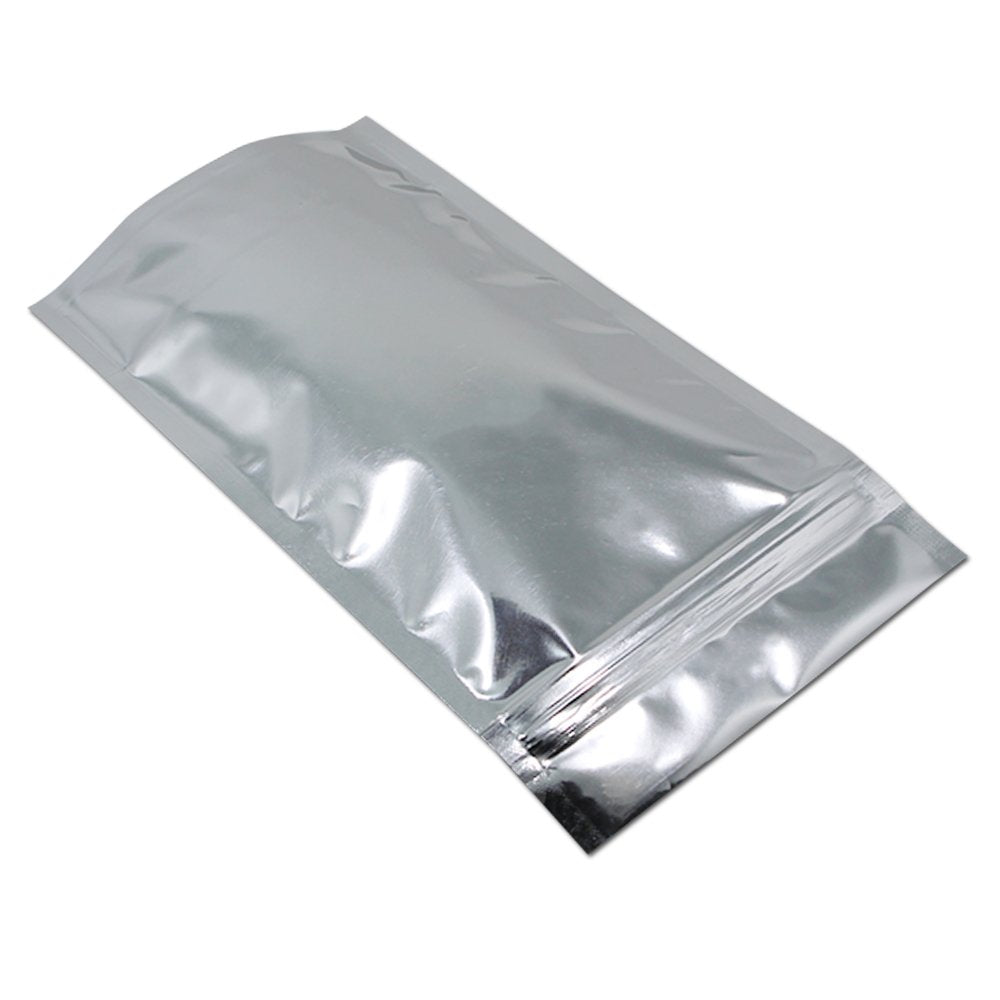 FERENLI 500 Pieces Stand Up Clear Front Resealable Aluminum Mylar Foil Plastic Packaging Bag Zipper Heat Sealable with Tear Notch Long Term Food Storage 3.9x5.9 inch