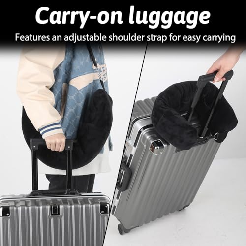 Adjustable Stuffable Neck Pillow for Travel - Black, Storage Solution