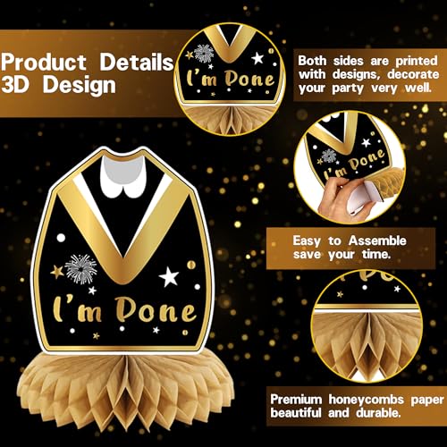 Black and Gold Class of 2026 Graduation Party Decorations Set (25 Pieces)