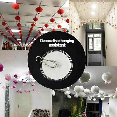 100 Pack Self-Adhesive Ceiling Hooks - Transparent Sticky Hangers for Decorations