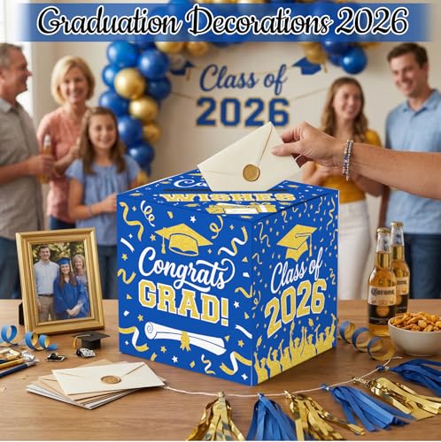 Graduation Card Box 2026 - Class of 2026 Gift Holder, 9x9x9