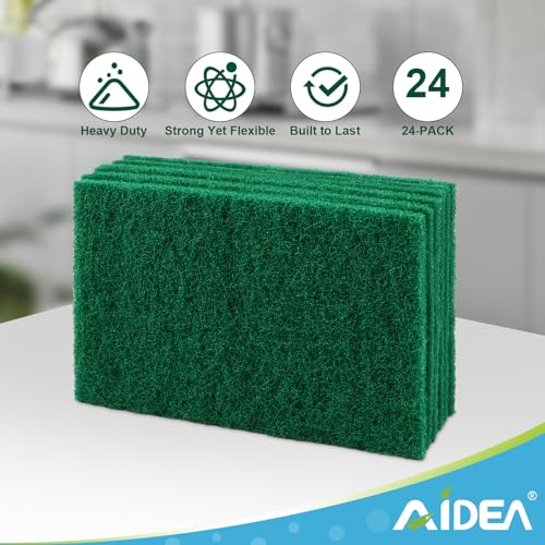 AIDEA Heavy Duty Scouring Pads - 24 Pack Green Dish Scrubber Pads