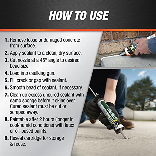 DAP Concrete Patch Filler & Sealant, 10.1 Oz - Gray, Pack of 12