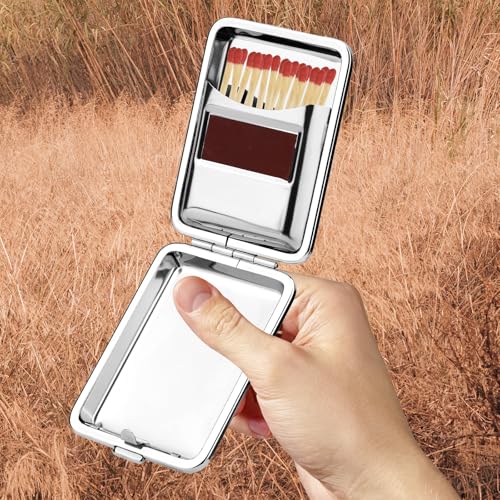 Sinbana Portable Metal Match Box Case with 10 Friction Plates