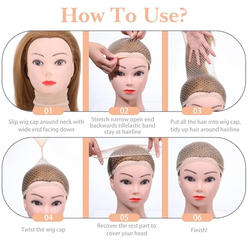 Sibba 8 PCS Open-End Mesh Wig Caps Stretchy Nylon Hair Nets for Wigs