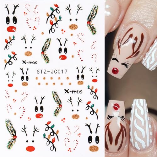Christmas 3D Nail Art Stickers Self-Adhesive Holiday Decals 6PCS