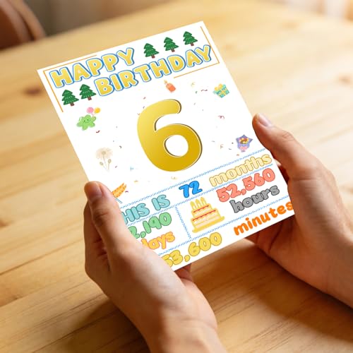 6th Birthday Card with Glitter Envelope - Premium 6 Year Old Gift