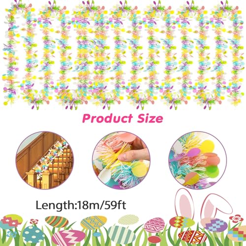 MIRJXB Easter Tinsel Garland - 18M Indoor & Outdoor Holiday Decor