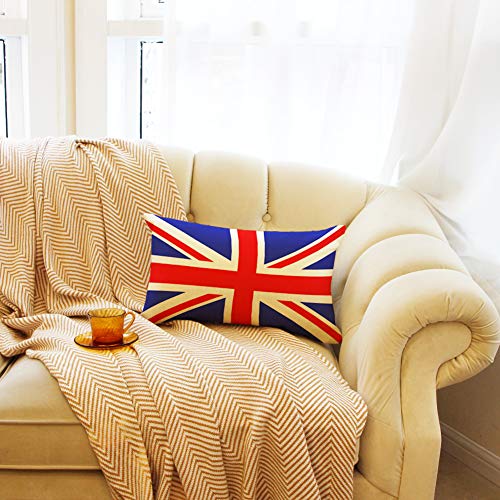British Flag Lumbar Pillow Cover 12x20 Inch - Cotton Linen Cushion Case