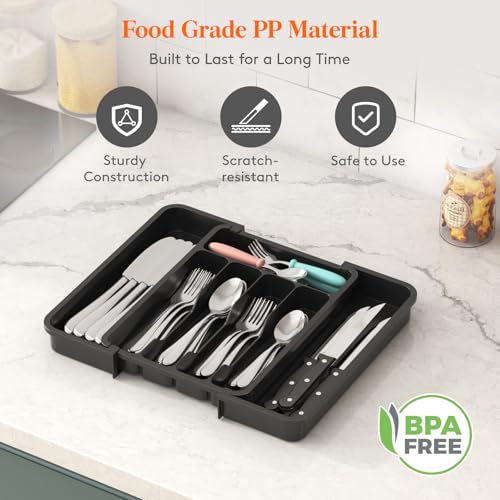 Lifewit Expandable Silverware Drawer Organizer - BPA Free Utensil Tray