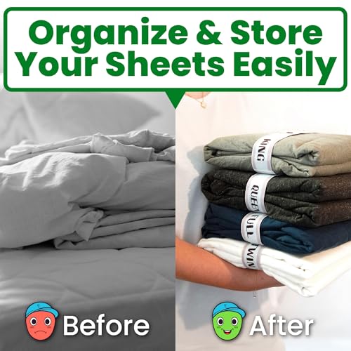 ECOHomes Queen Bed Sheet Organizer Label Bands 2-Pack Cream – Linen Storage & Divider Straps