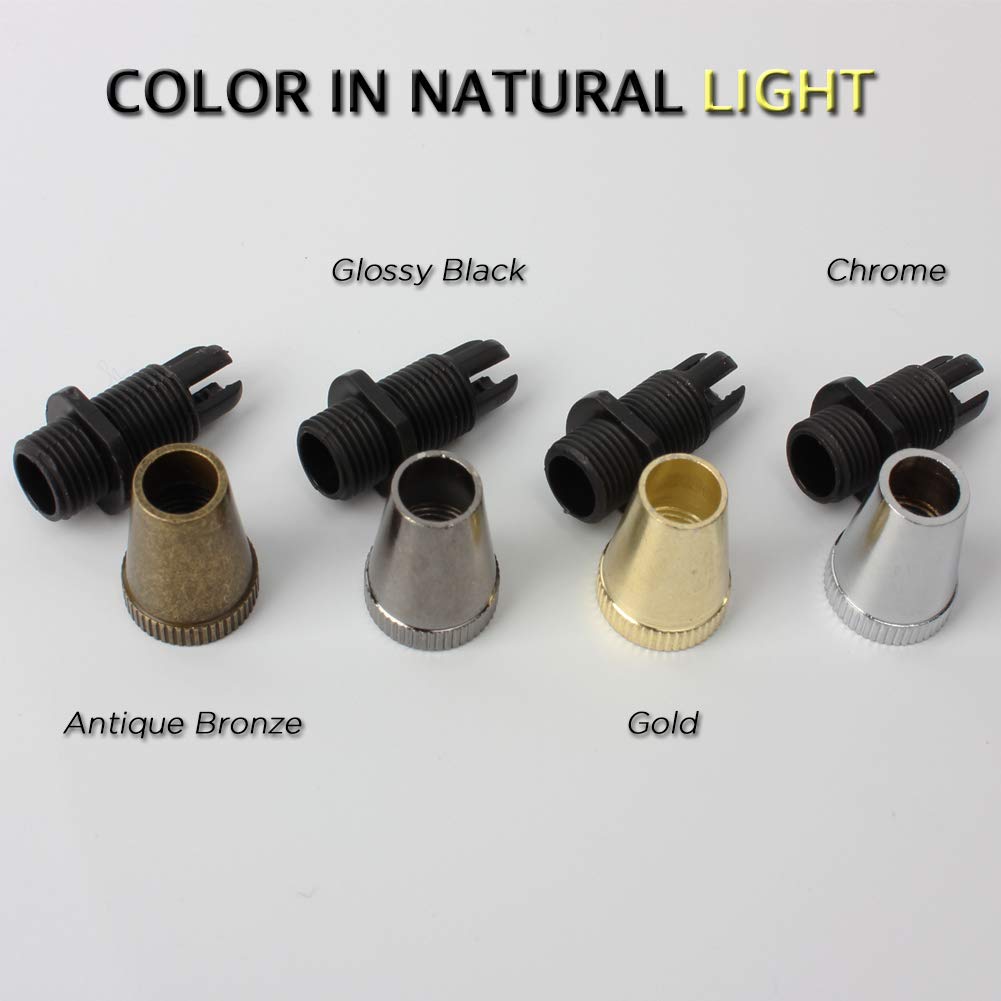 Retro Metal 20 Pcs Strain Relief Cord Connector Pendant Lighting Cord,PRUNLLA Aluminum Threaded Cord Grip Wire Clamp for Handmade Lighting,Lamps,Pendant (Glossy Black)
