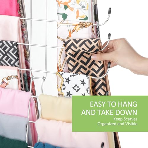 OMHOMETY Metal Scarf Hanger - 10-Tier Closet Organizer, Silver (1 Pack)