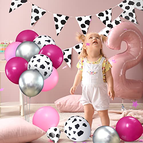 70-Piece Western Cowgirl Theme Balloon Arch Kit - Pink, Rose Red & Cow Print