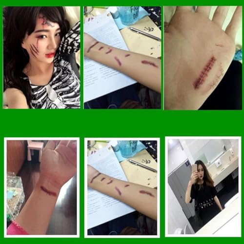 Halloween Temporary Tattoos 30 Sheets Fake Scars Wounds & Blood Makeup Kit