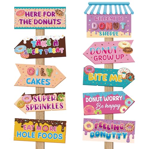 20 Pcs Donut Party Decorations - Directional Signs for Birthdays & Showers