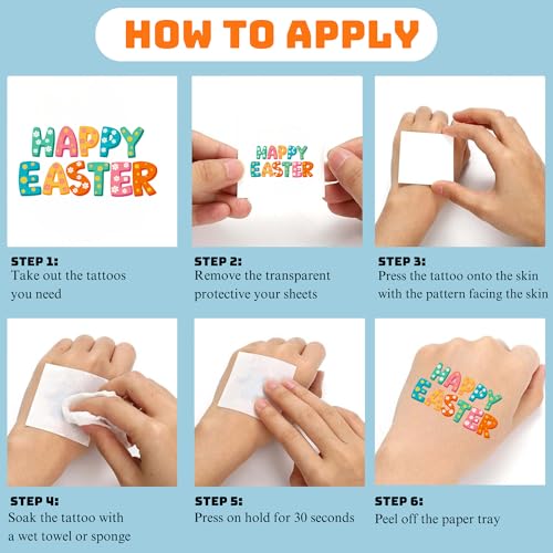 Easter Temporary Tattoos for Kids - 50 Pcs Cute Bunny & Egg Party Favors