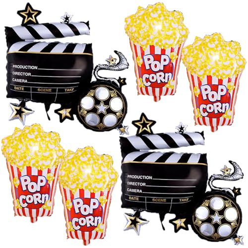 Popcorn Balloons Set - 6 Pcs Movie Night Party Decorations