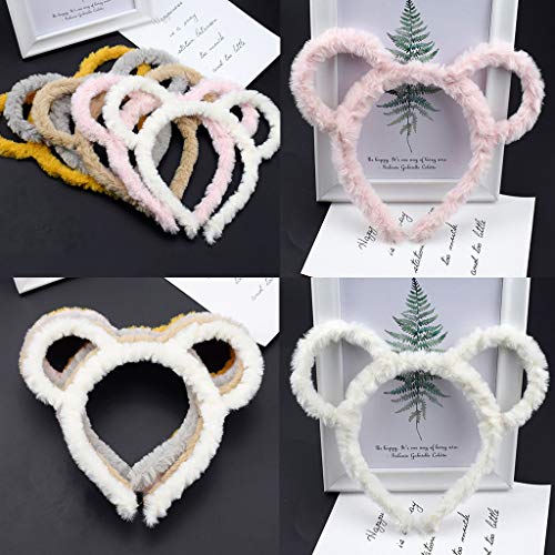 Caralin Plush Bear Ear Headband - Thick Stretchy Makeup Hair Hoop