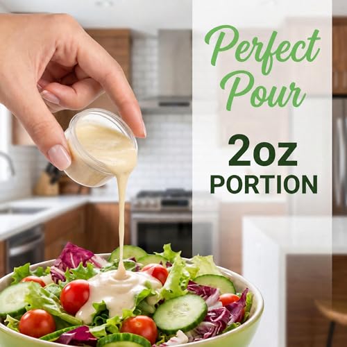 EONJOE 2oz Reusable Plastic Salad Dressing Containers with Airtight Lids - 6 Pack