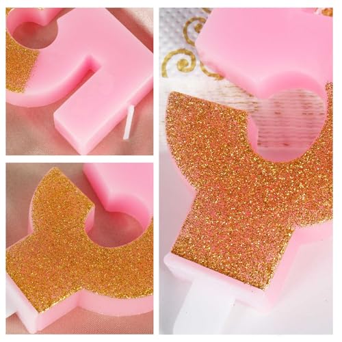 Hongplus Pink Glitter Number 2 Birthday Candle for Cake Topper Decoration