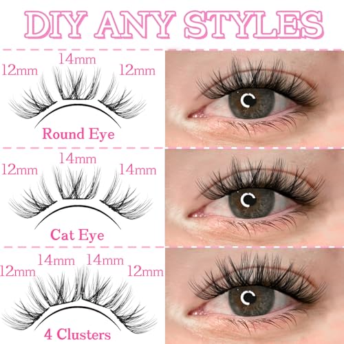 SLSXNL Manga Wispy Lash Clusters C Curl DIY Eyelash Extensions 60 Pcs