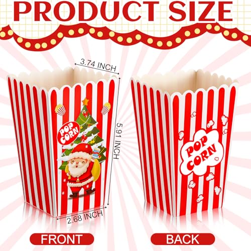 Reallnaive Christmas Popcorn Boxes Set - Cute Santa Pattern, 24 Pack