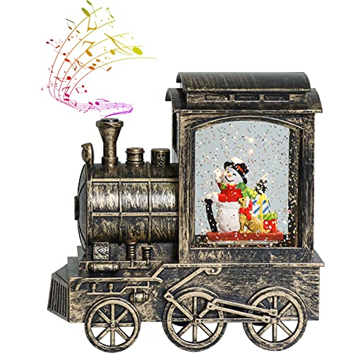 Train Snow Globe Lighted Christmas Snowman Scene with Music & Timer - Wondise