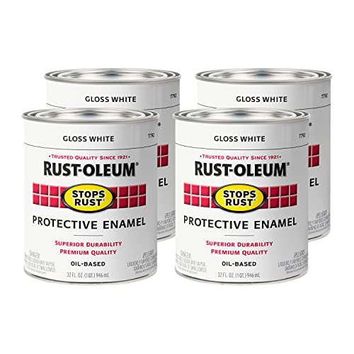Rust-Oleum Stops Rust Protective Enamel Paint, Gloss White, 32oz (4 Pack)
