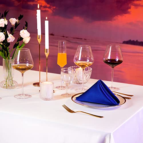 Manyshofu Royal Blue Satin Scalloped Cloth Napkins 18x18 Set of 6