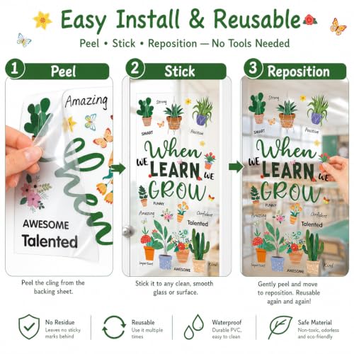 Growth Mindset Classroom Decor Kit - Motivational Window Clings