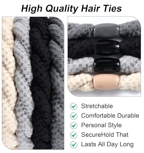 FRCTLNKG 12 Pcs Mens Hair Ties - High Elasticity Durable Braided Rubber Bands