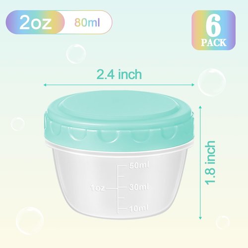 WiyPury Salad Dressing Containers, 6 Pack 2oz Plastic Food Storage Containers with Lids, Reusable Small Sauce Condiment Container to Go for Lunch Box, Leak-Proof, Dishwasher, Microwave & Freezer Safe