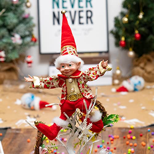 Handmade Bendable Elf Ornament - 12.5 Inch Christmas Tree Decoration, Festive Holiday Decor