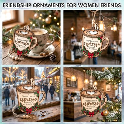 Friendship Christmas Ornament for Women - Best Friend Gift with Coffee Mug Design