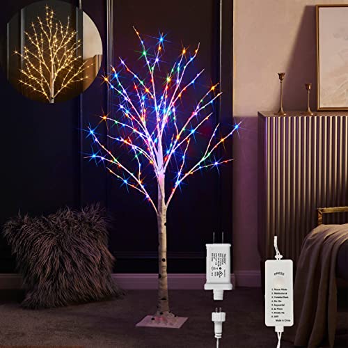 4FT Lighted Birch Tree with 8 Functions - Indoor & Outdoor LED Decor