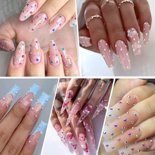 qiipii 10000 Pcs 12-Color 2mm Resin Rhinestones Flatback Crystals for Nails and Crafts