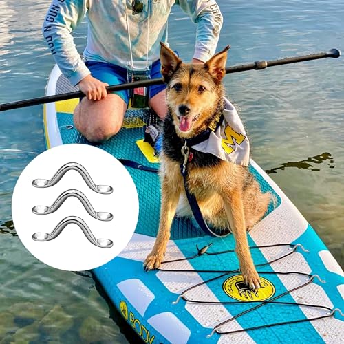 10 PCS Stainless Steel Bimini Top Hardware, Pad Eye Straps for Boat with 20PCS Screws, Kayak Deck Boat Cleats Eye Loops Tie Down