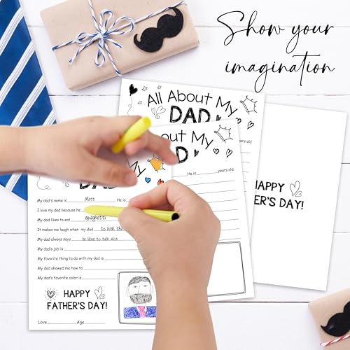 Father's Day Fill-in Questionnaire & Coloring Cards, 5 Pack