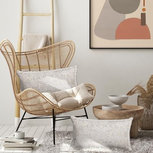 Snycler Boho Throw Pillow Covers 12x20 inch Set of 2 - Grey