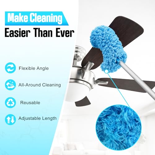 Ceiling Fan Cleaner Duster with Extension Pole, Blue - 12 to 51 Inch