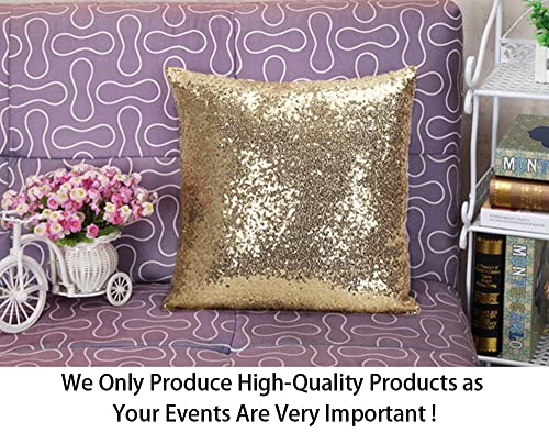 ShinyBeauty 12x12 Inch Champagne Gold Sequin Pillow Cover, Decorative Throw