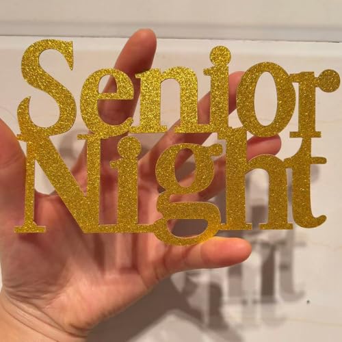 Senior Night Cake Topper for Graduation – Gold Glitter Sports Theme