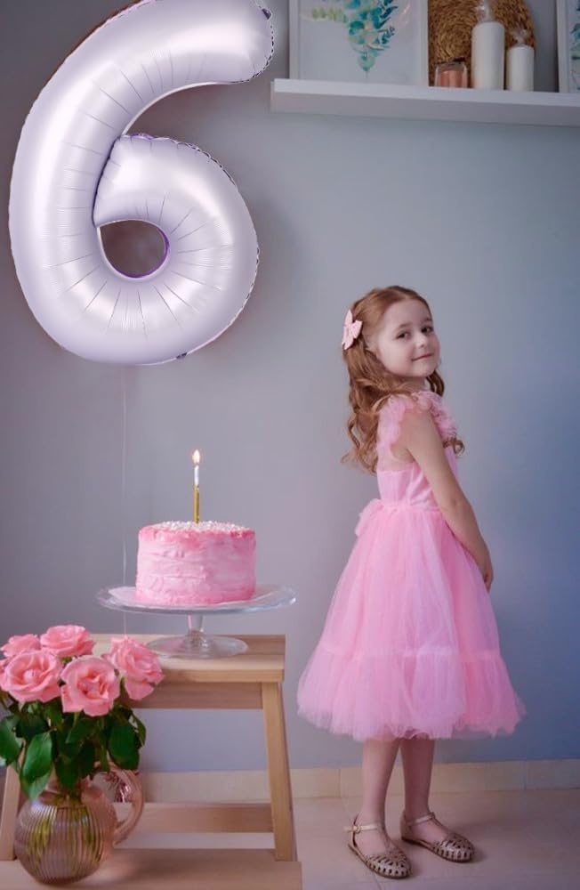Skiennix 40-Inch Balloon Numbers - Big Cream & Purple 5th Birthday Decorations | Perfect for Weddings & Parties